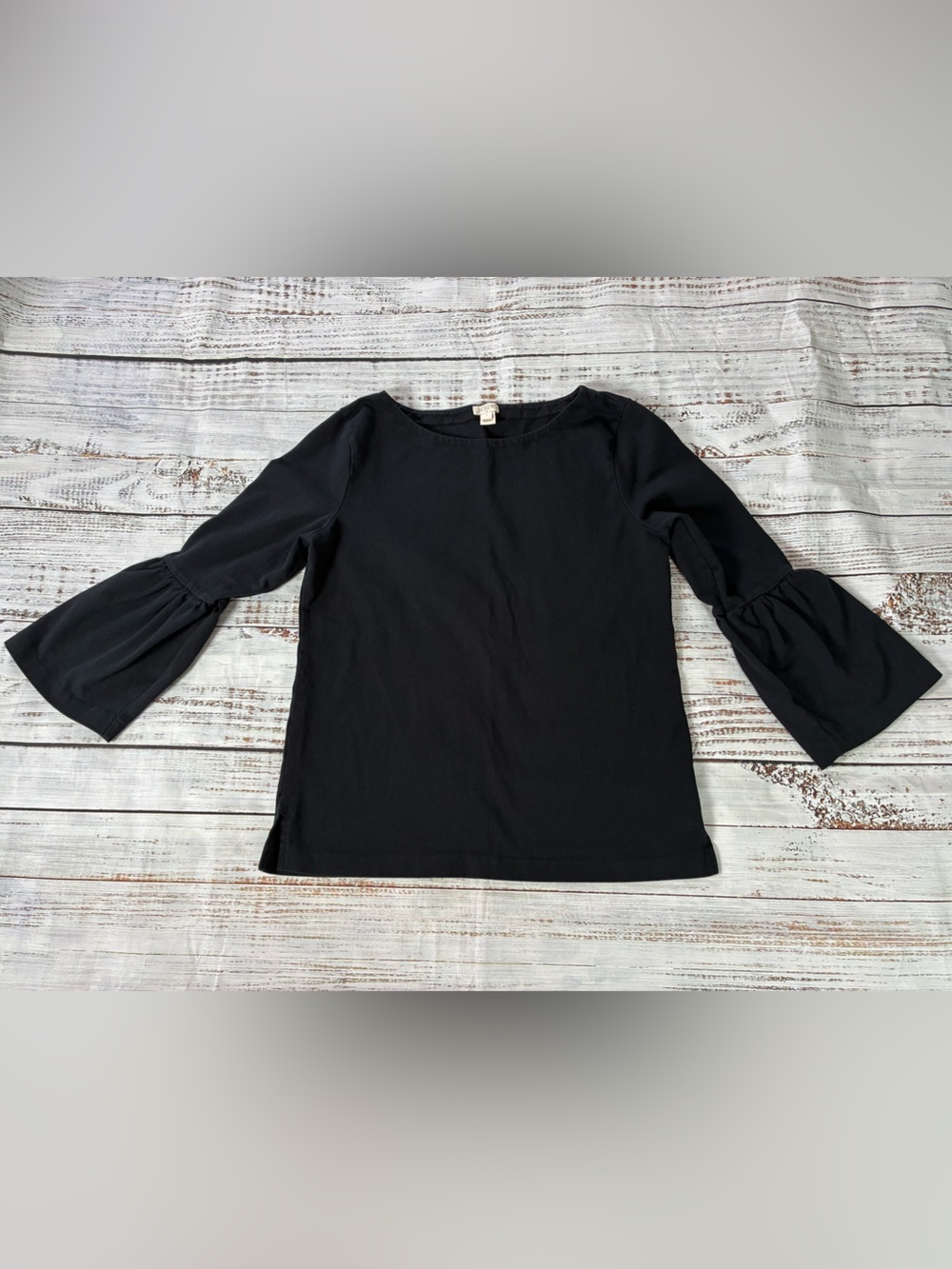 J. Crew Shirt Women’s Small Black Flounce Sleeve Blouse